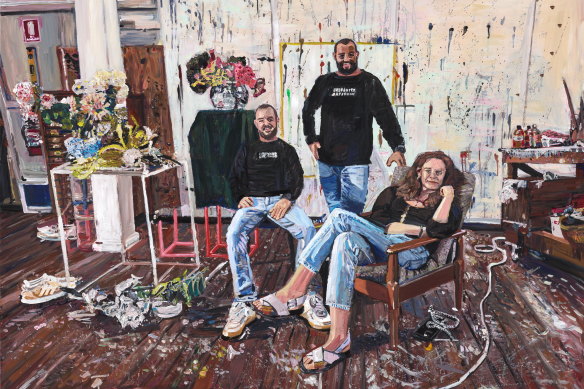 Laura Jones (right) was also a subject this year, in finalist Daniel Kim’s ‘Blue jeans and flowers’.
