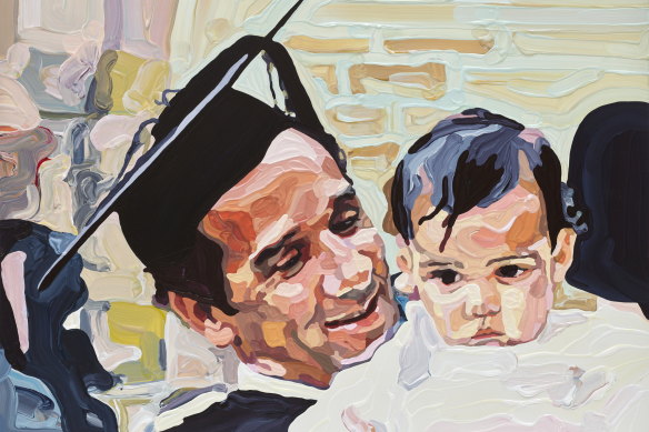 Thea Anamara Perkins’ The Graduation 2023 is of Charles Perkins at his 1966 graduation with his daughter Hetti.