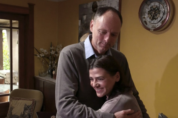 Bondi Junction stabbing survivor Liya Barko (right) is reunited with Wayne Tolver-Banks.