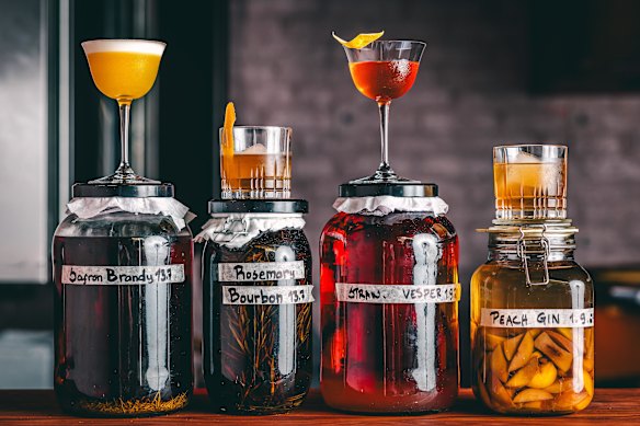 Cocktails and essential ingredients at Flor.