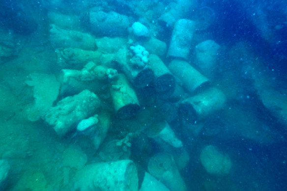 Nearly 200 depth charges were discovered in the cargo hold of a Japanese shipwreck in Koror harbour, Palau. The charges are still in situ underwater today. It’s estimated that if they were to detonate, the destruction radius would be two kilometres and the shockwave radius would be eight kilometres. 