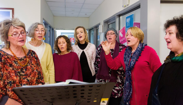 The Melbourne branch of the Thresold Choir, which sings at the bedsides of dying patients.