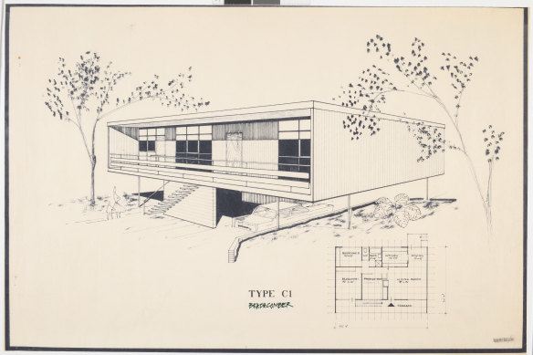 Sydney’s design for the Beachcomber home from around 1961.
