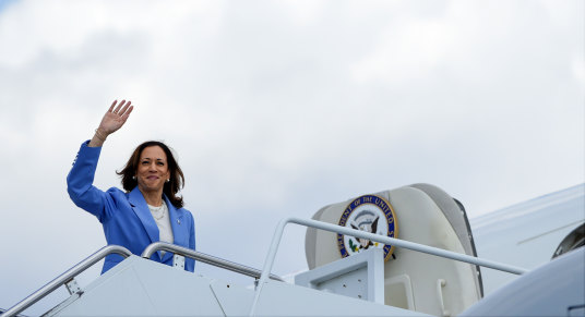 La vice-présidente Kamala Harris, candidate démocrate à la présidence, vendredi.