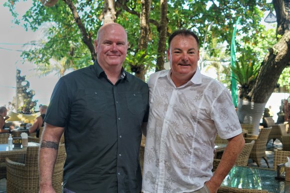 Survivors Anthony McKay (left) and Andrew Csabi are in Bali for the 20th anniversary.