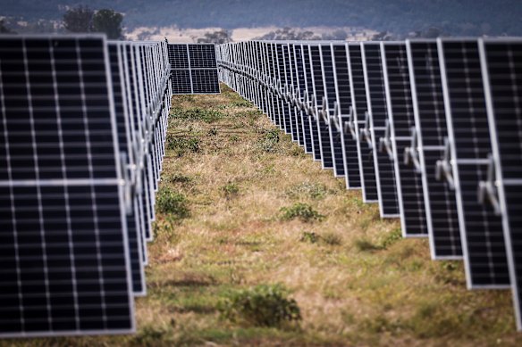 Photovoltaic modules at a solar farm on the outskirts of Gunnedah.