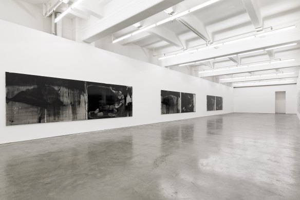 Marco Fusinato’s Experimental Hell installed at Anna Schwartz.