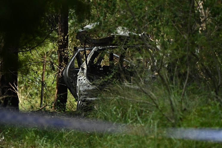 Burnt-out vehicle in Wilberforce