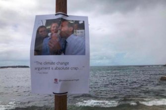 A Think Twice Warringah poster featuring one of the Abbott quotes that so irk his opponents.