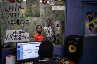 Tinashe Balakazi, 9, at the Chillspot Records studio in Harare.