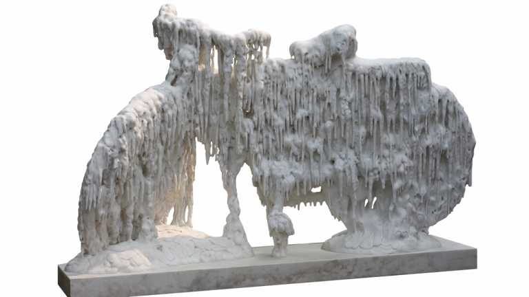 Cao Hui's A bicycle covered by snow.