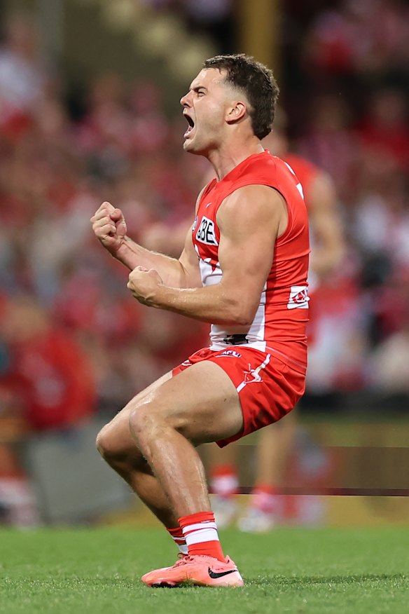 Papley celebrates a goal against the Power last weekend.