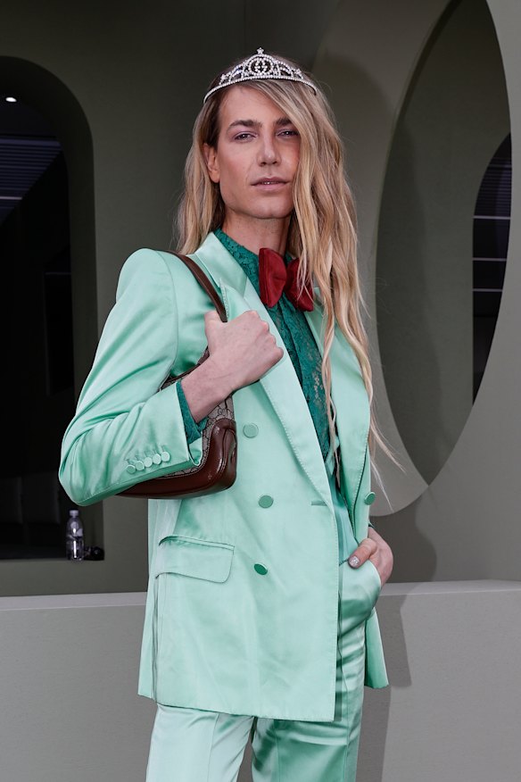 Model Christian Wilkins, son of Nine presenter Richard Wilkins, on Melbourne Cup Day in Gucci.