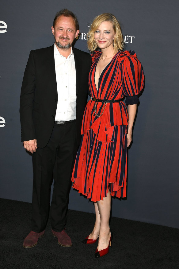 With writer-director husband Andrew Upton, who says his wife is the hardest-working person he’s met.