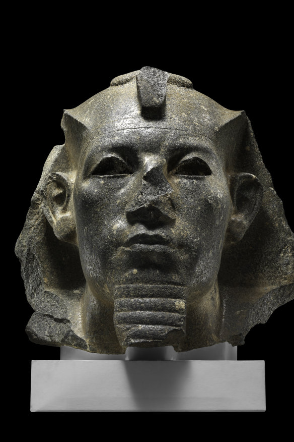 A gigantic head presumed to be that of the Egyptian Pharoah Amenemhat III, who reigned in the 12th dynasty.