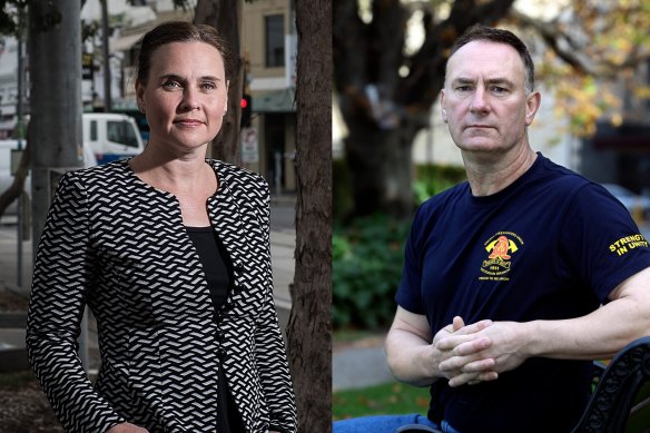 A composite image of former minister Jane Garrett and Peter Marshall, secretary of the United Fire Fighters Union. 