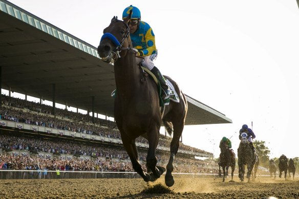 Drought breaker: Victor Espinoza rode American Pharoah into the history books in 2015 when he became the first Triple Crown winner in 37 years.