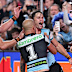 Nicho Hynes celebrates a try.