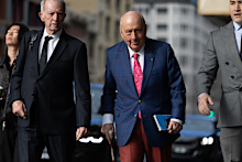 Alan Jones arrives at the Downing Centre Courts in Sydney in the morning. Thursday, August 6th, 2026. 
