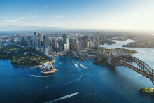 A render of Lendlease’s yet-to-be-built One Circular Quay apartment towers. 