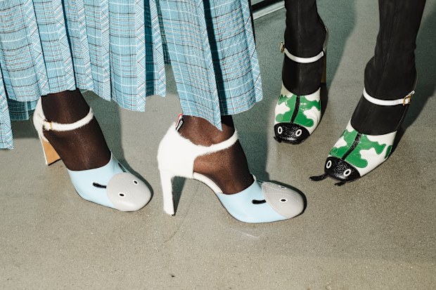 Backstage at the Thom Browne fashion show as a part of RTW Spring/Summer 2027 held at The Shed at Hudson Yards on September 15, 2026 in New York, New York.