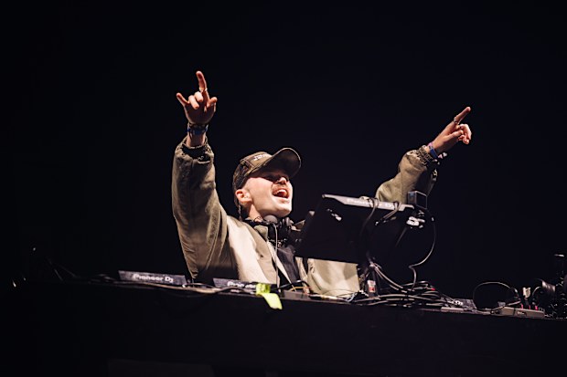 Dom Dolla performs at the Sahara Stage at the 2024 Coachella Valley Music And Arts Festival - Weekend 1 - Day 2 at Empire Polo Club on April 13, 2024 in Indio, California.