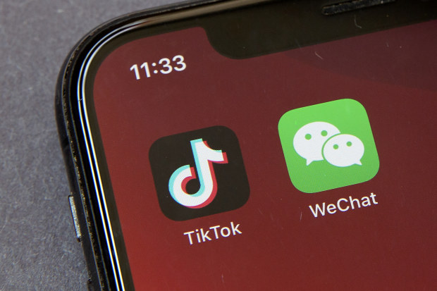 Icons for the smartphone apps TikTok and WeChat. 