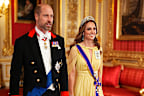 The Prince and Princess of Wales arrive for the state banquet as the British royals host the Sultan of Oman at Windsor Castle.
