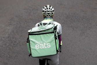 An Uber Eats food delivery rider