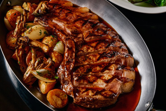 The pork rib-eye at Maison Batard, Chris Lucas’ new restaurant in Bourke Street.