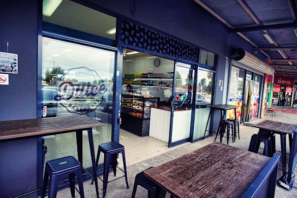 Outside the Delahey bakery.