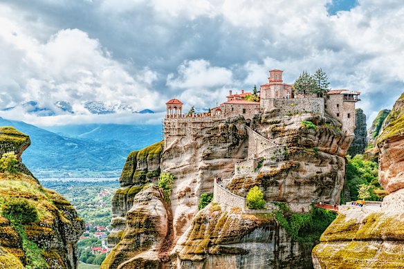 The history of Meteora, a collection of remarkable monasteries perched atop rocky outcrops in northwestern Greece, can be traced to 11th century.