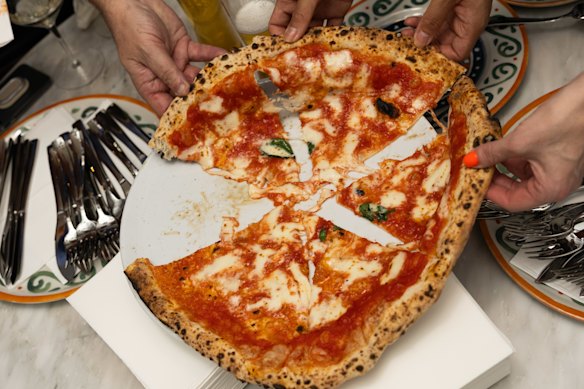 The margherita pizza at Pizzeria Da Michele is strictly traditional.