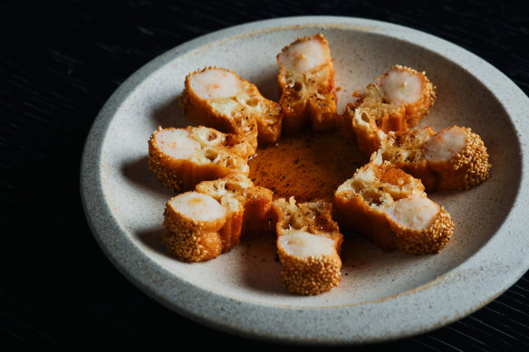 Yugen Dining’s prawn toast made with youtiao (Chinese doughnuts).