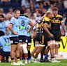 SYDNEY, AUSTRALIA - MARCH 06: Joey Walton of the Waratahs reacts after the Hurricanes scored a try during the round four Super Rugby match between NSW Waratahs and Hurricanes at Allianz Stadium, on March 06, 2026, in Sydney, Australia. (Photo by Jeremy Ng/Getty Images)