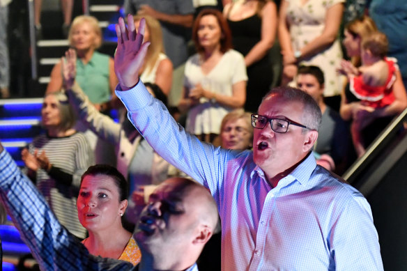 Scott Morrison at his Horizon Church during the 2019 election campaign.