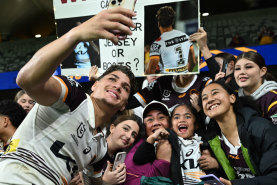 Fans line up at Parramatta on Friday night to get a slice of Reece Walsh.
