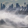 Big swells off the coast near Cape Solander, near Kurnell.