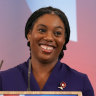 Kemi Badenoch speaks after being elected as the new leader of the opposition Conservative Party.