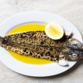 Grilled whole King George whiting.