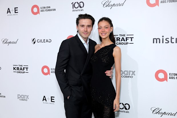 Brooklyn Peltz Beckham and Nicola Peltz Beckham at Elton John AIDS Foundation's 34th Annual Academy Awards Viewing Party on March 15, 2026.