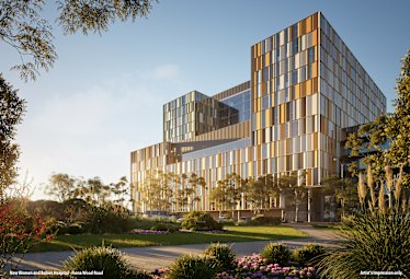 An artist impression of the new Women and Babies hospital at Murdoch.