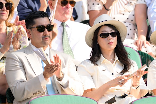 Christopher Lee and Arden Cho at the 2026 Wimbledon Tennis Championships at All England Lawn Tennis and Croquet Club on July 7, 2026 in London, England.