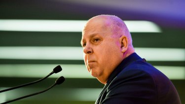 Victorian Treasurer Tim Pallas at the 2021 state budget lockup.