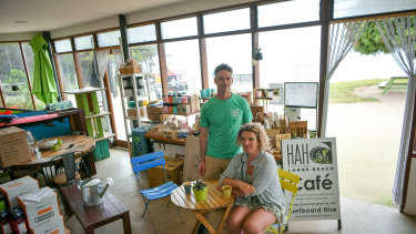 Leon Walker and wife Katie, who own the HAH Lorne Beach cafe, have had to reduce their opening hours. 