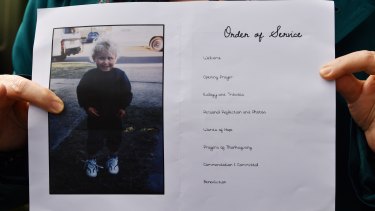 The order of service booklet for the memorial service for Lucas Fowler at Turramurra Uniting Church in Sydney on August 2.