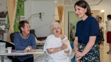 Premier Gladys Berejiklian visits Nepean Hospital before her big health pledge on Sunday. 