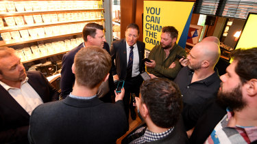 Phil Kearns and Hamish McLennan talk to the media in London in November as they ramp up Australia’s World Cup bid.