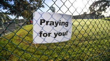 A sign outside St Basil's Aged Care, Fawkner on Friday.