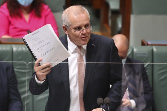 Scott Morrison used the draft integrity commission bill, with its formal front page and black binding, as a prop to claim a sort of strength, but really confirmed the government’s weakness.